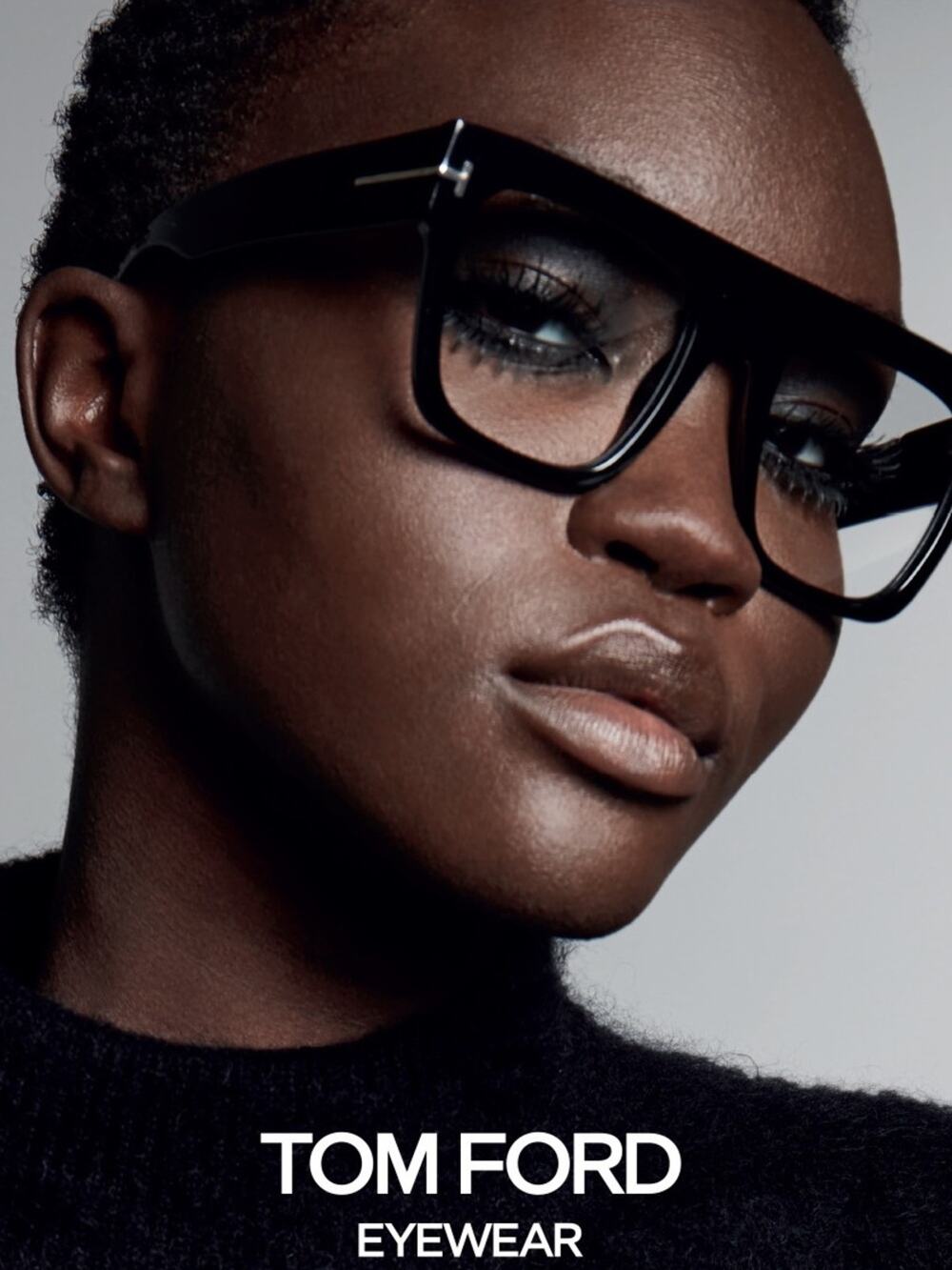 New Tom Ford FT0847 001 RENEE Black Flat Top Frame Square Glasses Authentic
